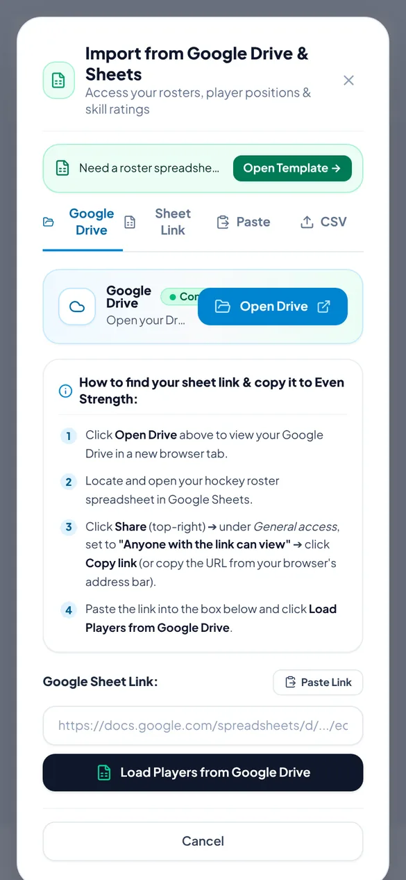 Import from Google Drive and Sheets